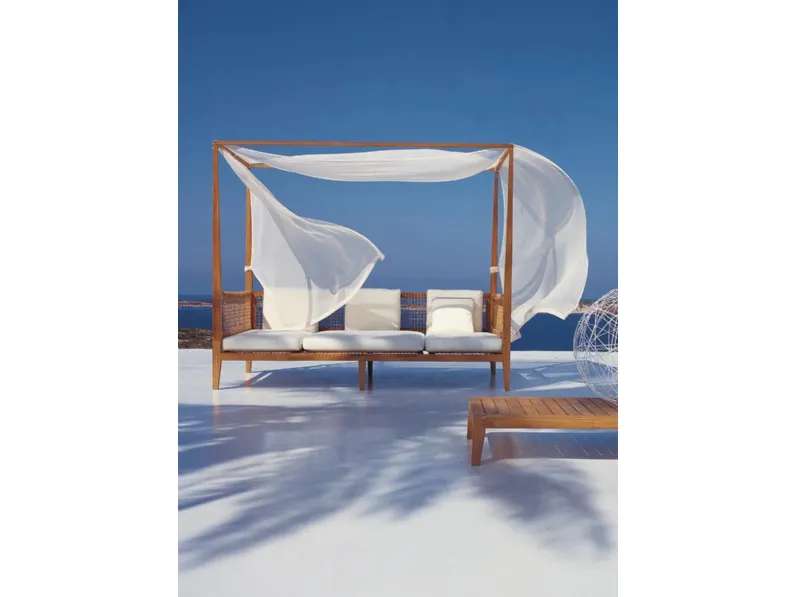 Divano Alcova Synthesis in teak, fibra sintetica e tessuto di Unopiu