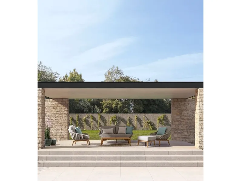 Arredo da esterno Tamires in tessuto imbottito e teak di Bizzotto