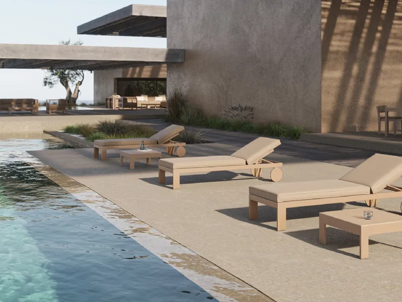 Lettino Posidonia Sun Lounger in alluminio laccato di Vondom