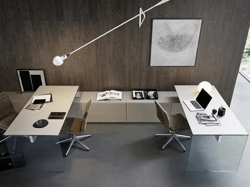 Scrivania operativa Air Desk 1 in cristallo retroverniciato Up di Gallotti&Radice