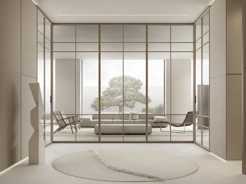 Pareti divisorie in vetro con telaio in legno Air System di Rimadesio