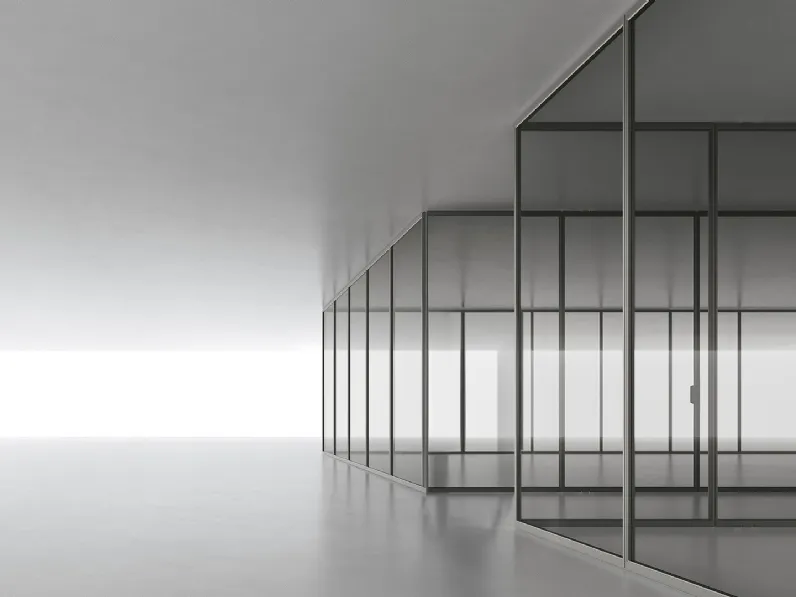 Pareti divisorie Air System in vetro con telaio in alluminio di Rimadesio