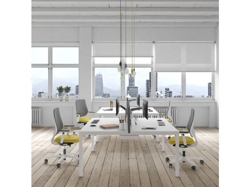 Scrivania Operativa Asterisco in laccato Bianco opaco di Estel