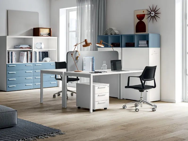 Scrivania operativa doppia Basic di Walco