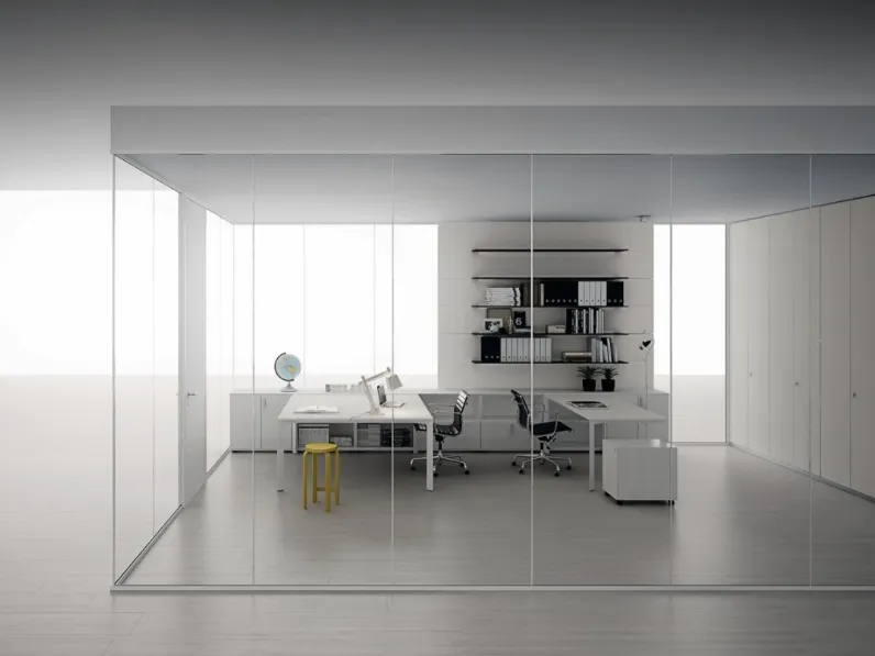 Parete divisoria in vetro trasparente Basic di Citterio Office