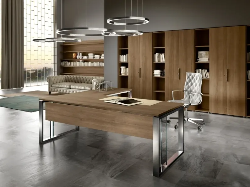 Scrivania Direzionale moderna dal design essenziale Biquadro di Della Rovere