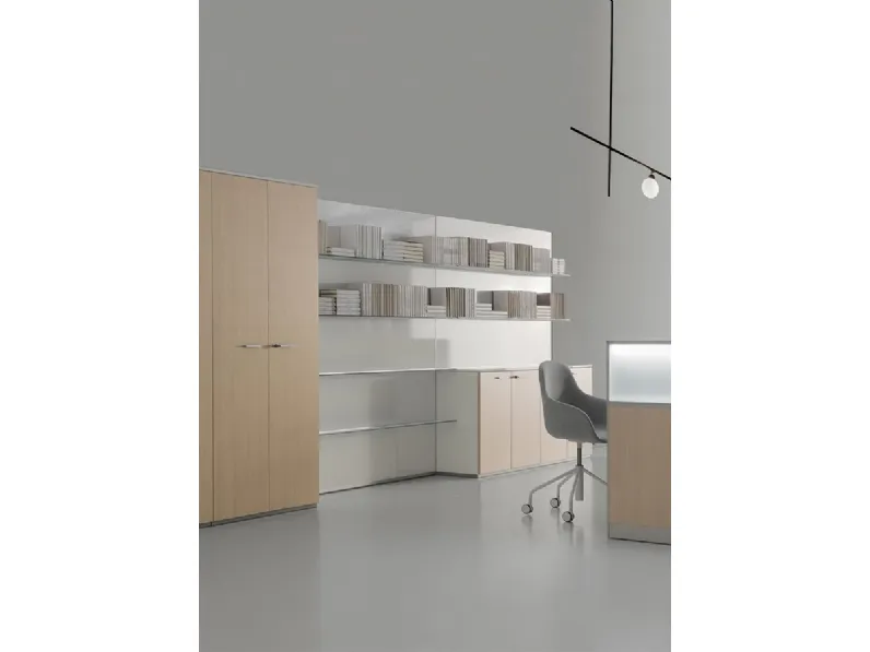 Mobile Ufficio Boiserie DV530 in melaminico bianco e rovere chiaro  di DVO