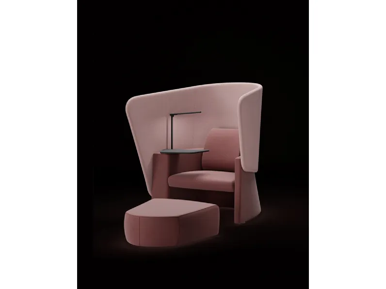 Poltrona da attesa in tessuto con pannello isolante Cocoon di Milani