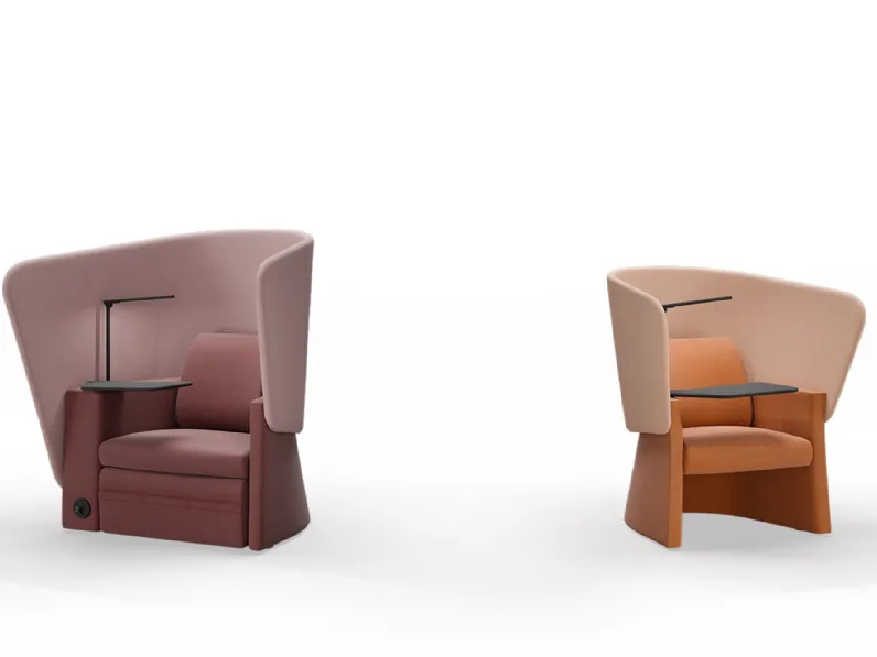 Poltrona da attesa in tessuto con pannello isolante Cocoon di Milani