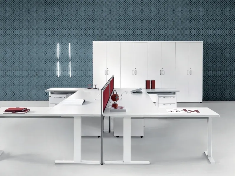 Scrivania Operativa Kompas in melaminico Bianco di Della Rovere