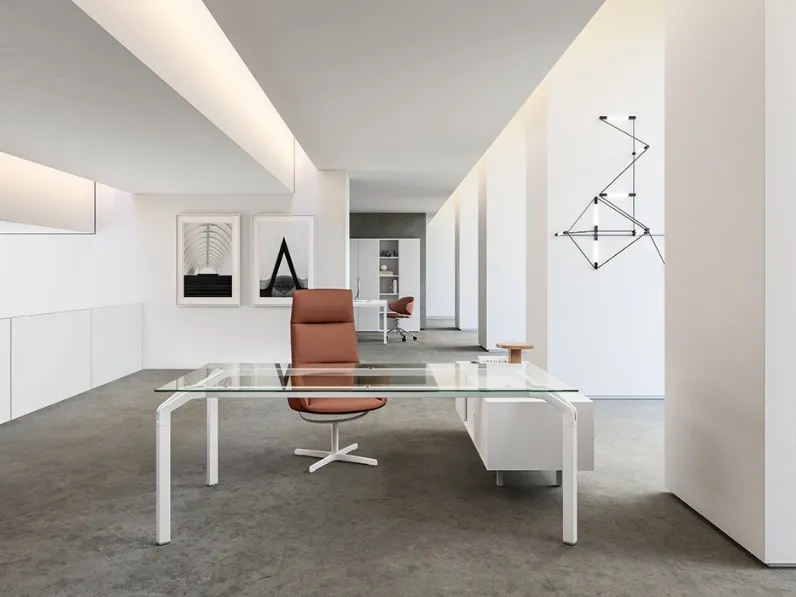 Scrivania Direzionale Yoga Vetro Trasparente di About Office