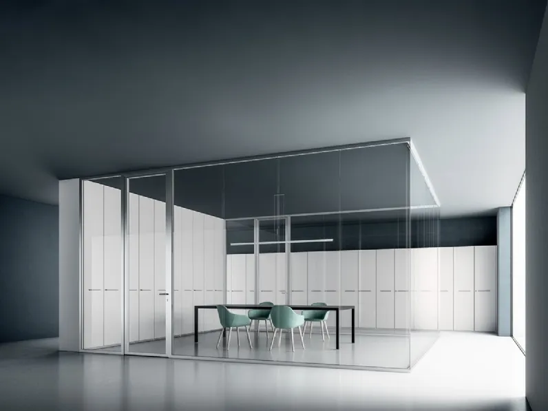 Parete divisoria Doppiovetro DV603 con porta battente di DVO