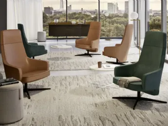 La seduta ospiti Edgar Lounge di LTForm offre un design elegante per un'attesa confortevole.