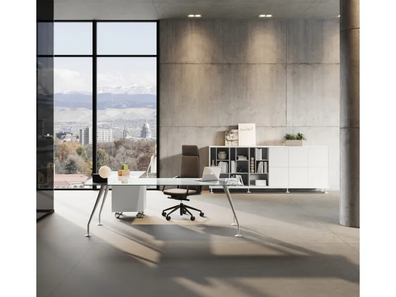 Scrivania direzionale  Enosi in vetro di Las Mobili