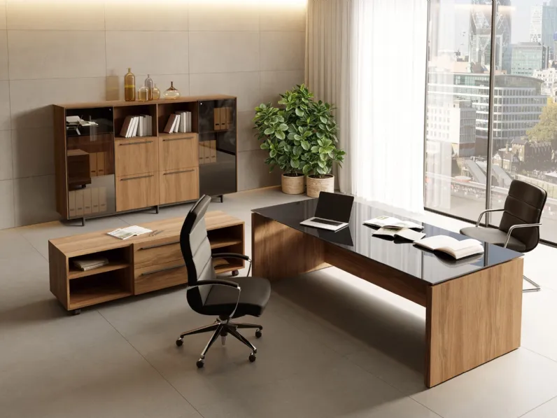 Scrivania direzionale Eos in vetro di Las Mobili