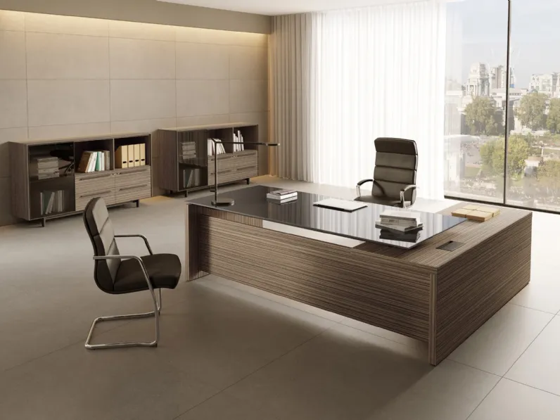 Scrivania direzionale Eos in vetro di Las Mobili