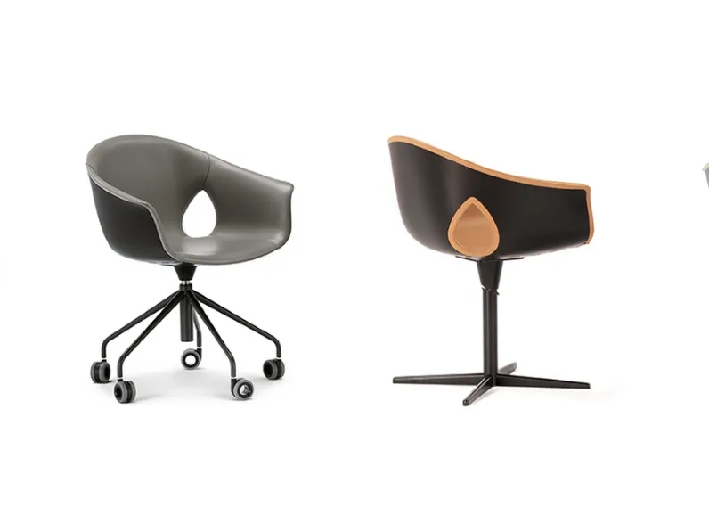 Sedia Ospiti in pelle Ginger Ale Visitor di Poltrona Frau