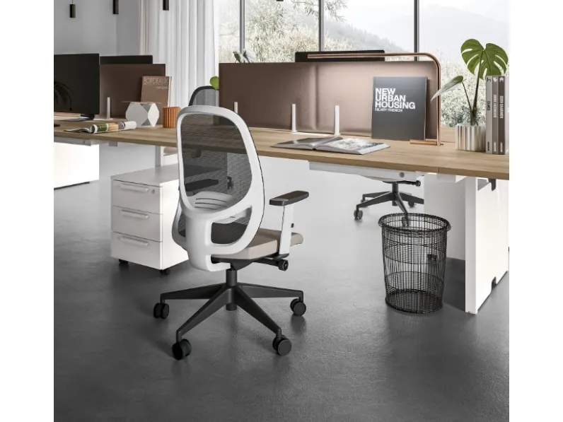 Seduta operativa Job in rete con seduta imbottita di Walco