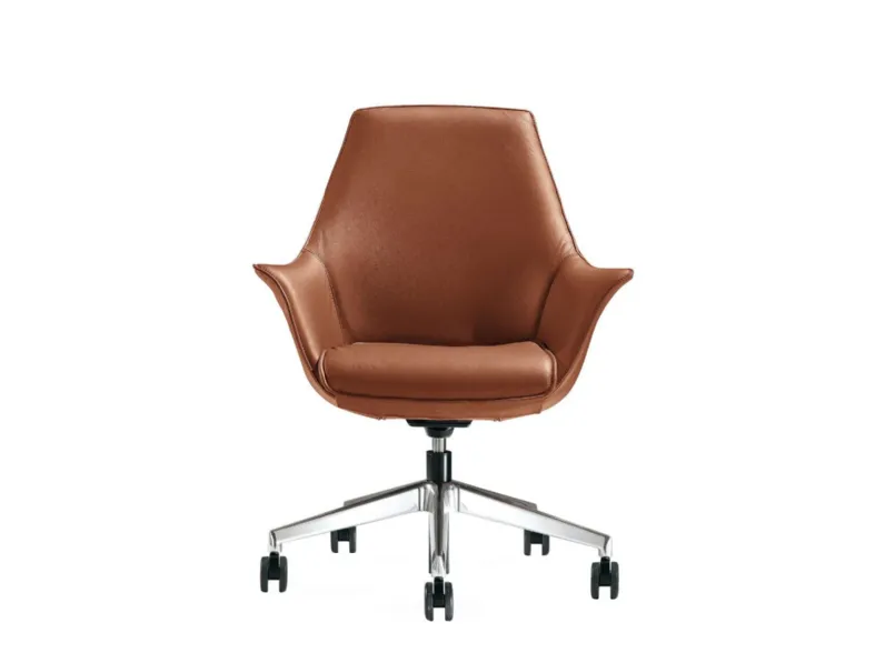 Poltrona direzionale in pelle imbottita Kimera di Walco