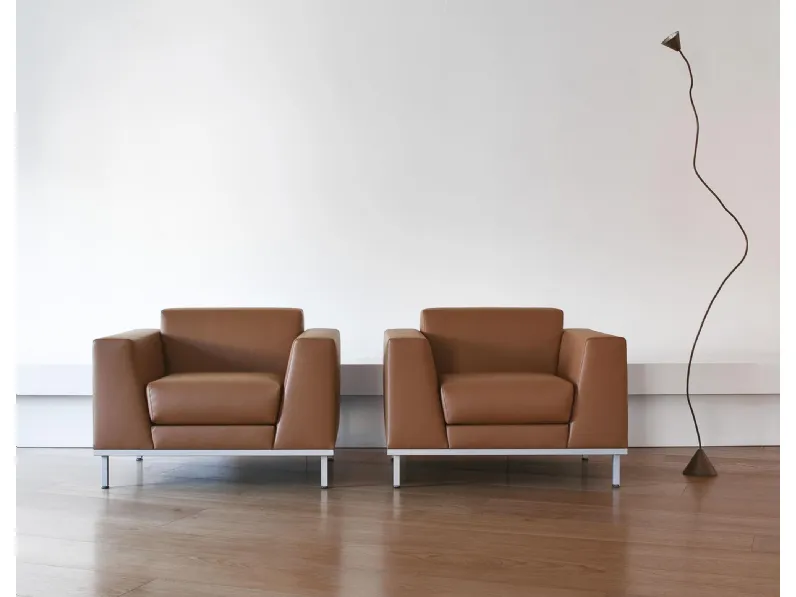 Seduta ospiti e attesa in pelle imbottita Komodo di Walco