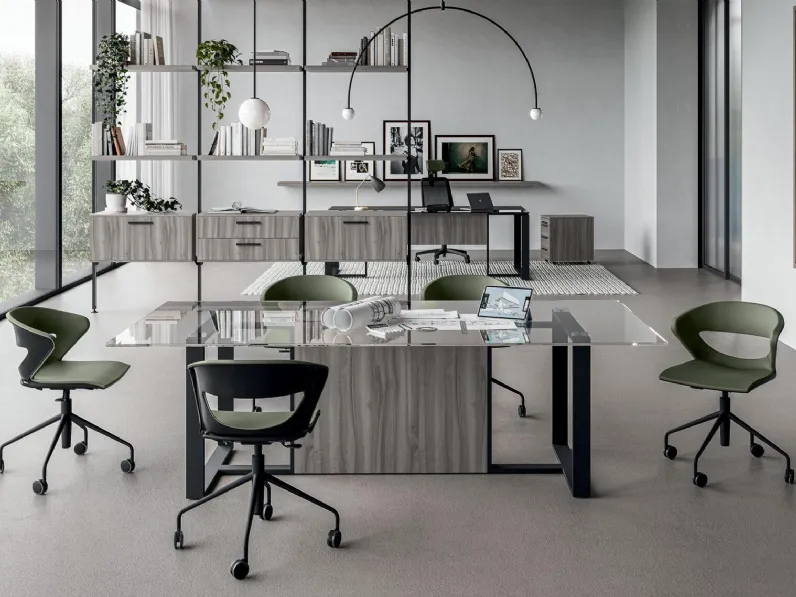 Scrivania direzionale Kronos in vetro di Walco