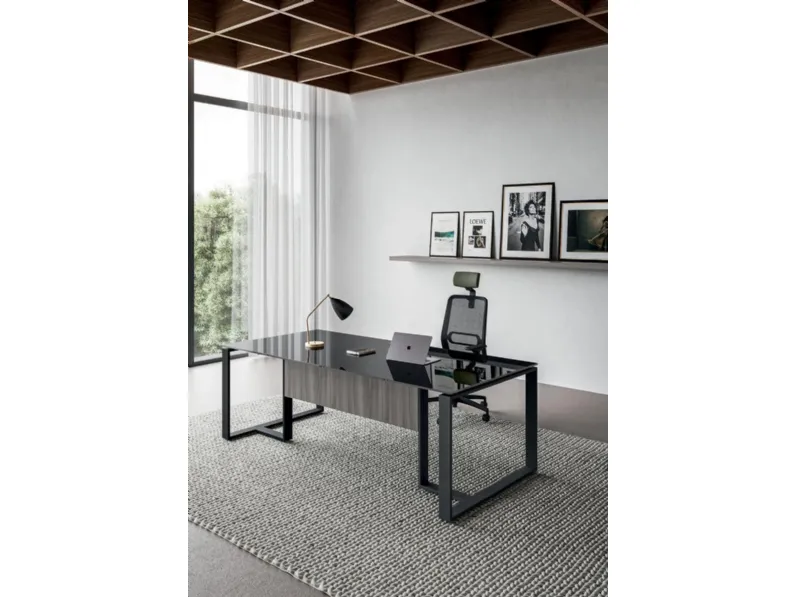 Scrivania direzionale Kronos in vetro di Walco