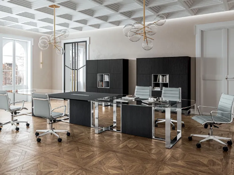 Scrivania direzionale Kronos in vetro di Walco