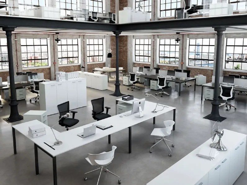 Scrivania Operativa Ks Light in melaminico Bianco di IVM