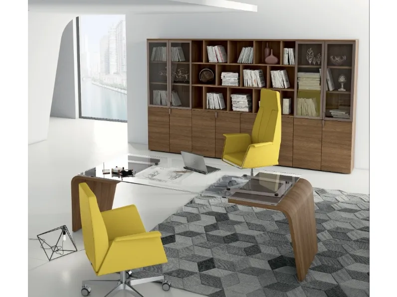 Scrivania Direzionale di design Larus con top in Vetro di Della Rovere