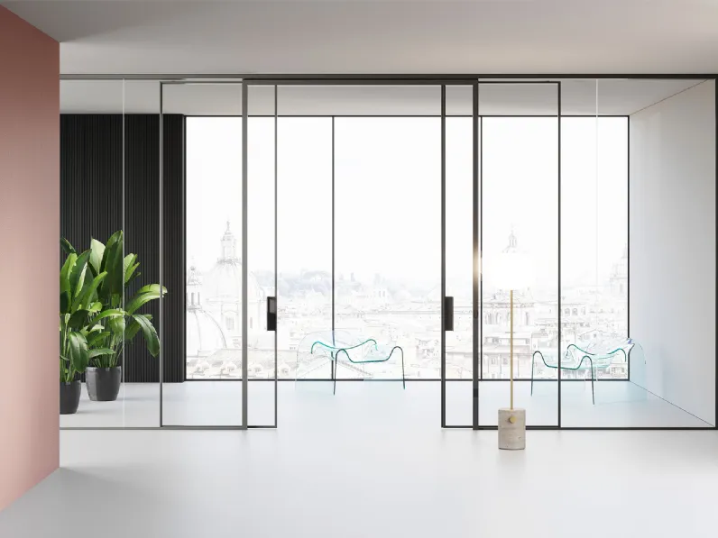Pareti divisorie per Ufficio Mood MM in vetro con profili in alluminio di Las Mobili