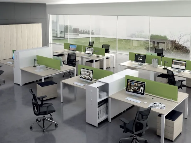 Scrivania Operativa Legodesk in melaminico e metallo di Della Rovere