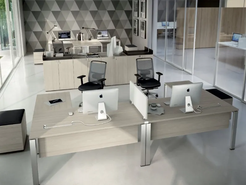 Scrivania Operativa moderna in melaminico effetto legno Legodesk di Della Rovere