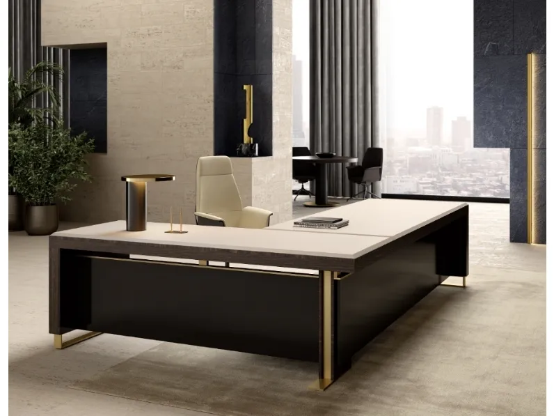 Scrivania Direzionale Libra 02 in legno laccato di Della Rovere