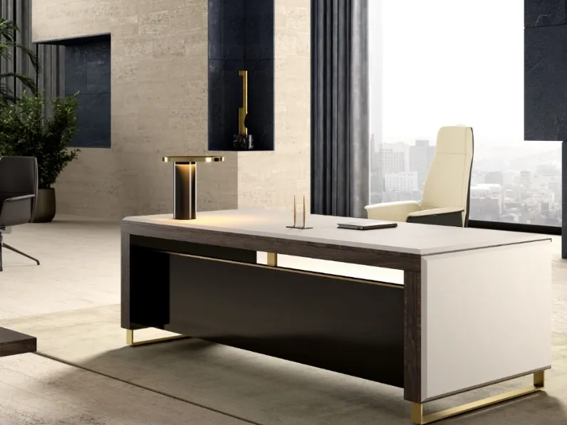 Scrivania Direzionale Libra 03 in legno laccato di Della Rovere