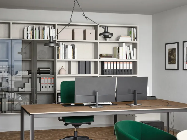 Mobile Ufficio Libreria sospesa Sudoku 2B in melaminico e vetro di Cinquanta3