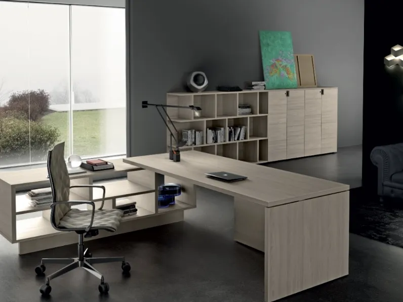 Scrivania Direzionale in melaminico effetto legno Lithos di Della Rovere