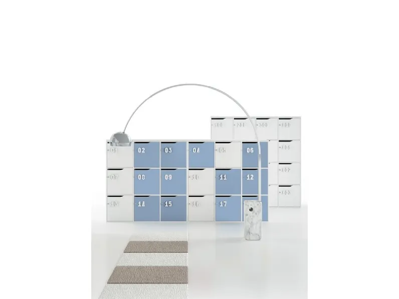 Mobile Ufficio Lockers DV549 in melaminico bianco e azzurro turchese di DVO