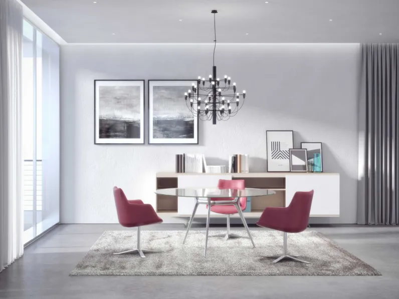 Scrivania operativa P016 - Manager in vetro di Estel