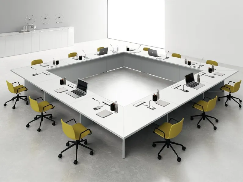 Scrivania Operativa per sala riunioni Meet Tavoli Speciali DV990 quadrato in laminato di DVO