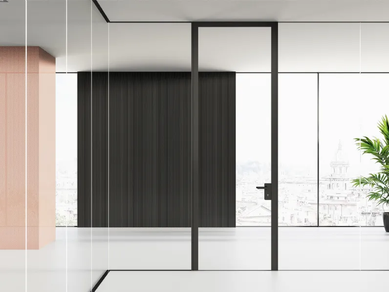 Pareti divisorie per ufficio Mood MN in vetro con profili in alluminio di Las Mobili