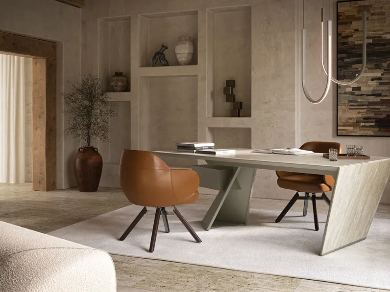 Scrivania direzionale in ceramica Nasdaq Keramik di Cattelan Italia