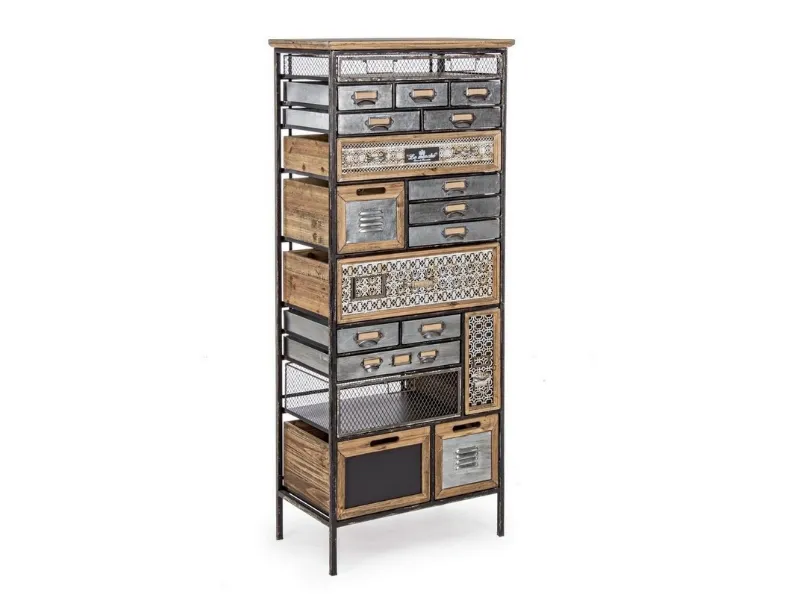 Cassettiera Ufficio Officina con 19 cassetti in metallo e legno di Bizzotto