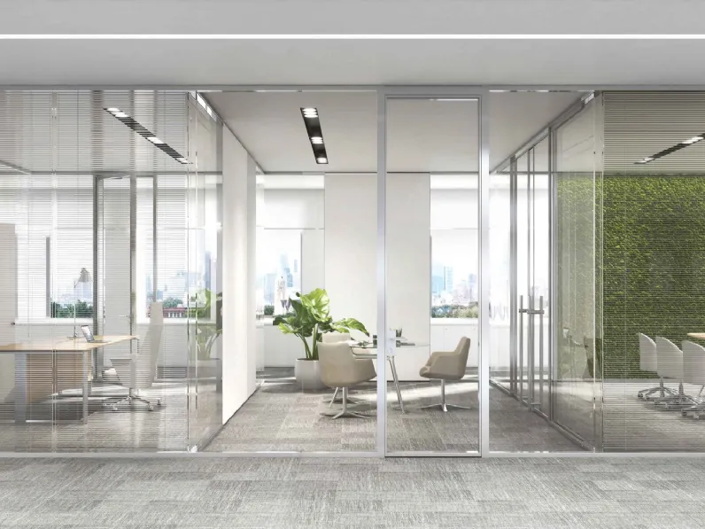 Pareti acustiche divisorie per ufficio in vetro di Estel