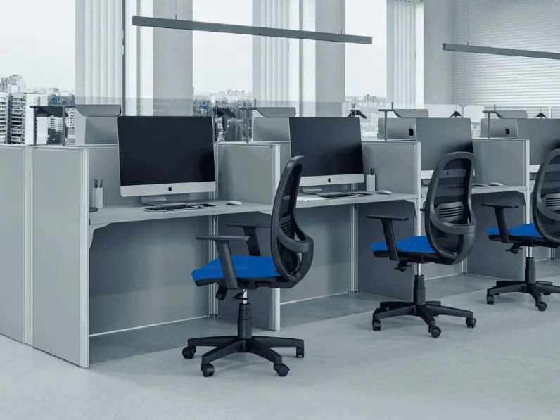 Pareti Divisorie Open in melaminico Grigio e profilo in metallo di Compir