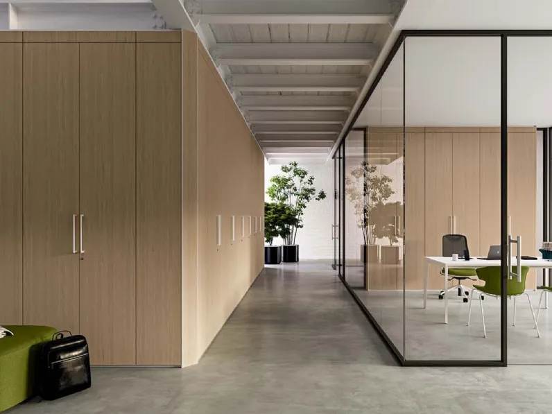 Pareti divisorie S1 che fungono anche da armadio di Quadrifoglio