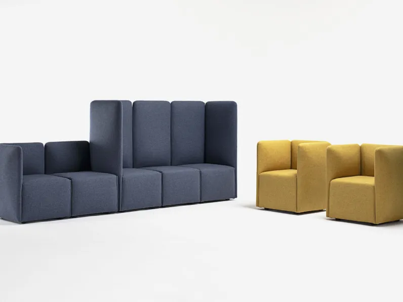 Sedute componibili per l'attesa in tessuto Quiet di Milani