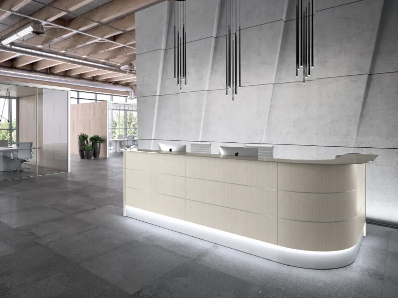 Bancone Reception GET IN 05 in melaminico con top in cristallo di Colombini Office
