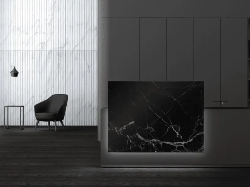 Reception Lux 02 in melaminico e vetro effetto marmo di Bralco