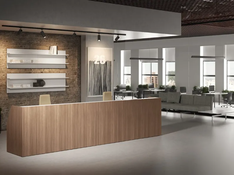 Mobile Ufficio Reception lineare finitura Noce di Compir