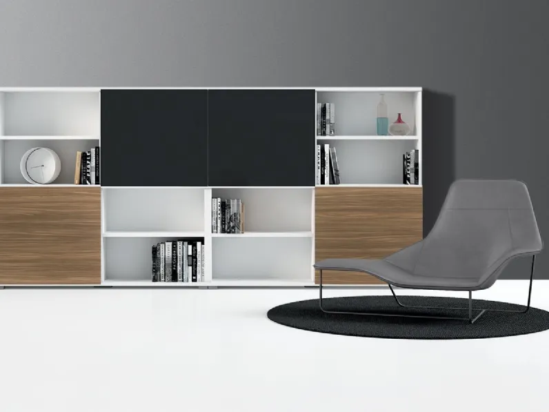 Mobile Ufficio libreria Roma DV522 in melaminico finitura bianco, noce e nero di DVO